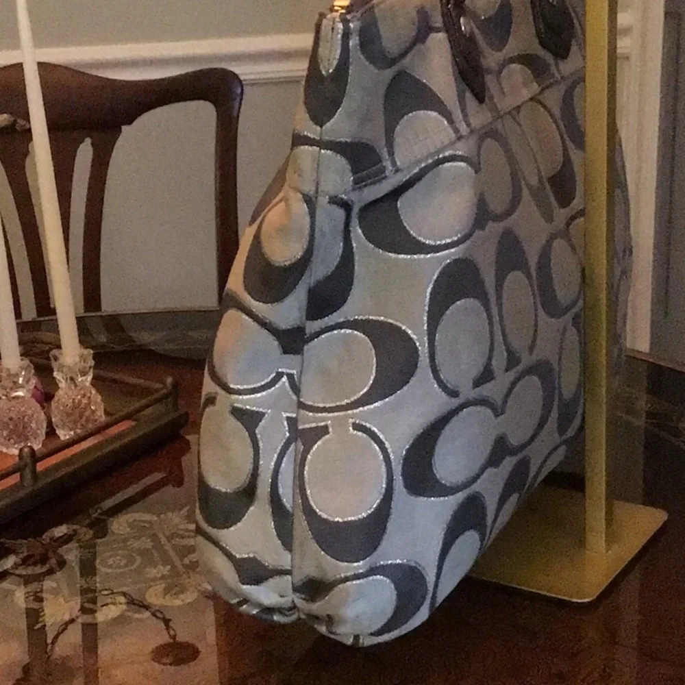 Coach Poppy Gray & Silver Tote Handbag
